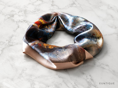 Euntique 100% Silk Twill Scarf 90 x 90 cm Hand-Rolled Edge Fine Art Print
