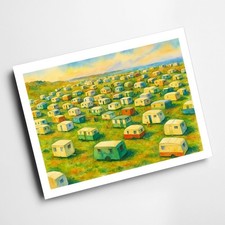 A3 PRINT - The Caravan Site, Trecco Bay, Porthcawl (d) - Vintage Art Style