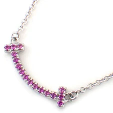Tiffany & Co. Necklace T Smile Mini Micro 2020 Christmas Pink Sapphire 750WG