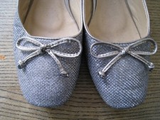 LUNA - SILVER SPARKLE BALLET PUMPS / SHOES - SIZE 39