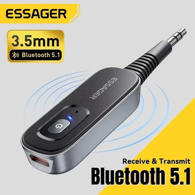 Bluetooth 5.1 Transmitter Receiver 2 in 1 AUX Wireless Adapter Car TV Essager