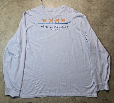 Vineyard Vines Men's Shot Ski Pocket Long Sleeve Blue T-Shirt 2XL NWT