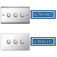 BG Polished Chrome Switches & Sockets Full Range Screwed Or Screwless Flatplate