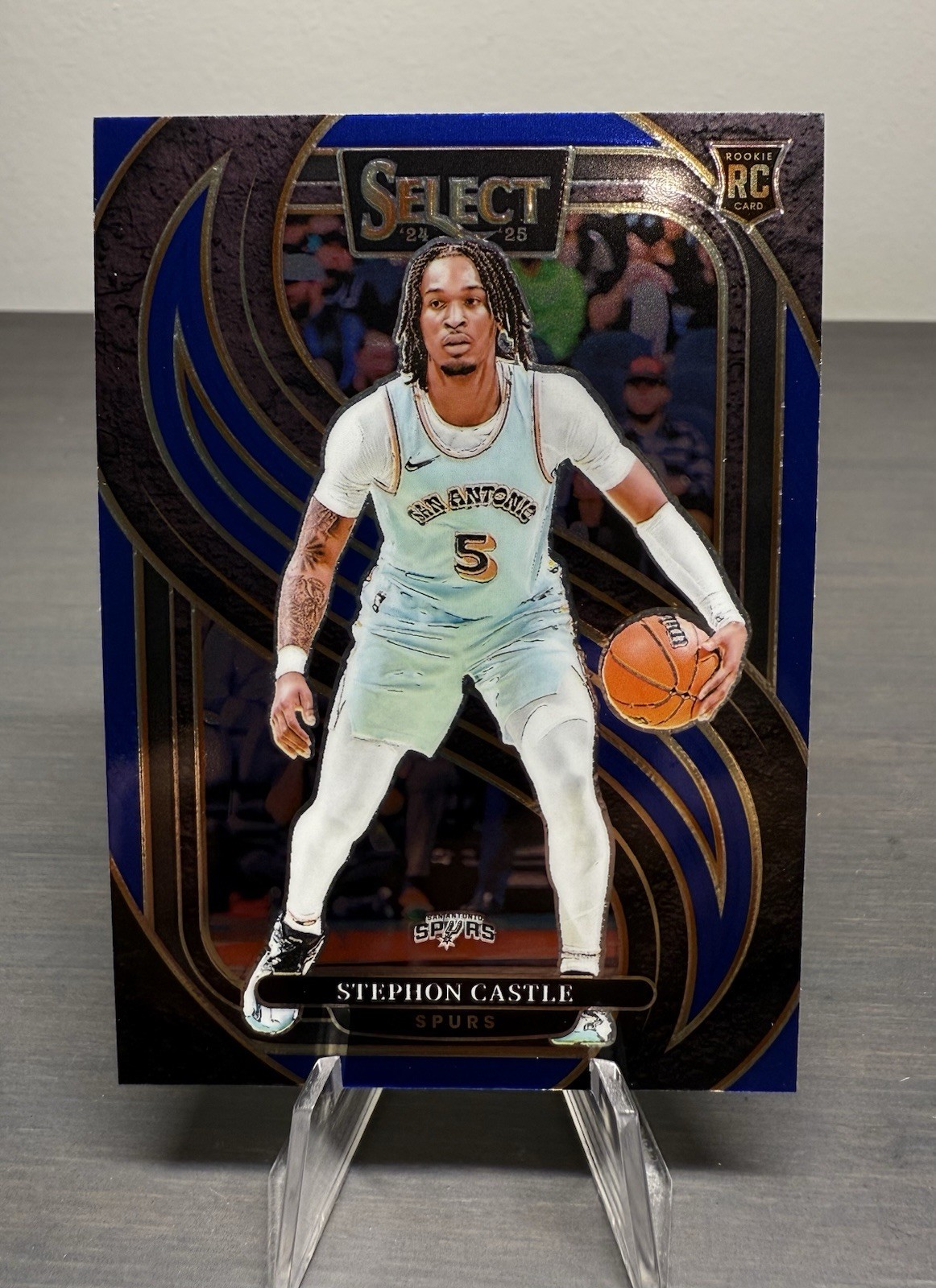2024-25 Panini Select #175 Stephon Castle Premier Level Retail Blue Base (RC)