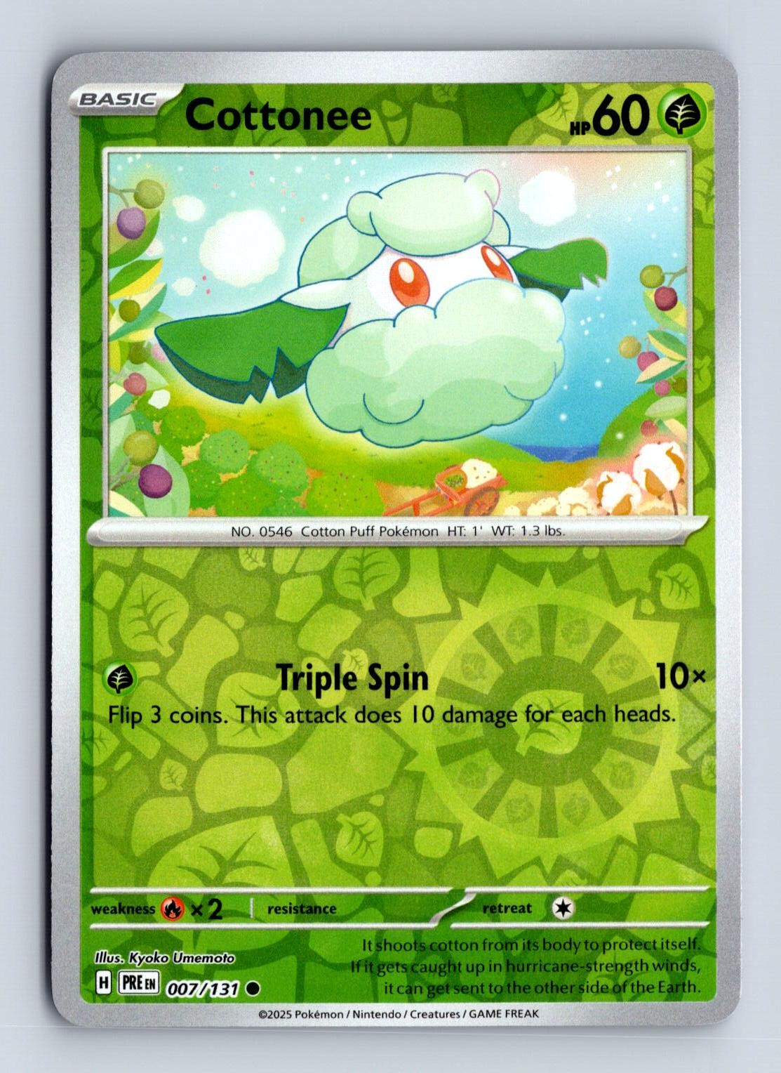 Cottonee 007/131 C Prismatic Evolutions Pokemon Reverse Holo NM/M