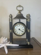 1766 BOMBAY CO. #150029-082 BRONZE PAVILION QUARTZ MANTEL CLOCK EXCELLENT 10.75