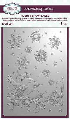 Creative Expressions - Rotkehlchen & Schneeflocken 5 x 7 in 3D Prägefolder