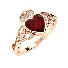 925 Silver Natural Garnet Unique Three-Stone Engagement Daughter Ring