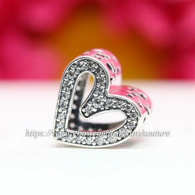 Authentic Pandora Sparkling Freehand Heart Sterling Silver Charm 798692C01