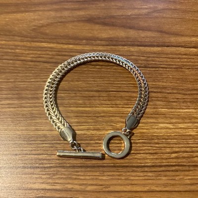Anne Klein classic gold tone flat chain flex braclet 8in