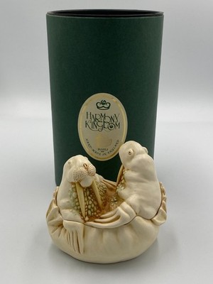 Harmony Kingdom Tea for Two Walrus Figurine   1991 Box Figurine