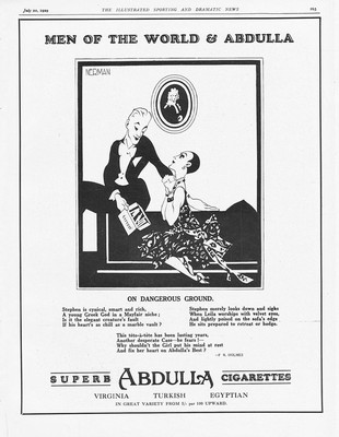 ABDULLA ZIGARETTEN auf gefährlichem Boden - Vintage Werbung 1929