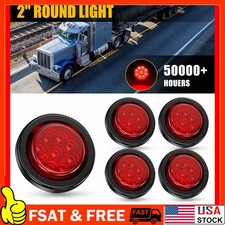 5pcs 2 Inch 9led Red Round Clearance Side Marker Light Truck Trailer Lamp 12v B