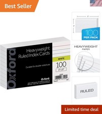 Heavyweight Ruled Index Cards, 3" x 5", 100 Count - Paper, Made in USA