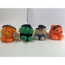4 Vtg Puffkins Halloween Plush Jack O'Lantern Pumpkin Scarecrow Frankenstein NWT