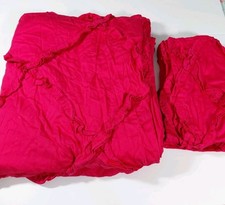 Bed Decor Queen Egyptian Cotton Reddish Pink Duvet  Pillow Covers Ruffled Zips
