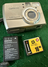 PENTAX Optio 330 3.34 MP CCD DigiCam Battery with memory card Works Great