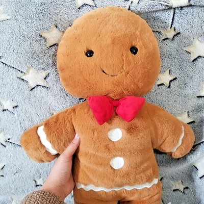 New Jellycat HUGE Jolly Gingerbread Fred Holiday Winter Retired Soft Plush Gift