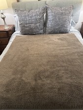 Restoration Hardware RH Faux Fur Throw Blanket 51x61 Reversible Brown Super Soft