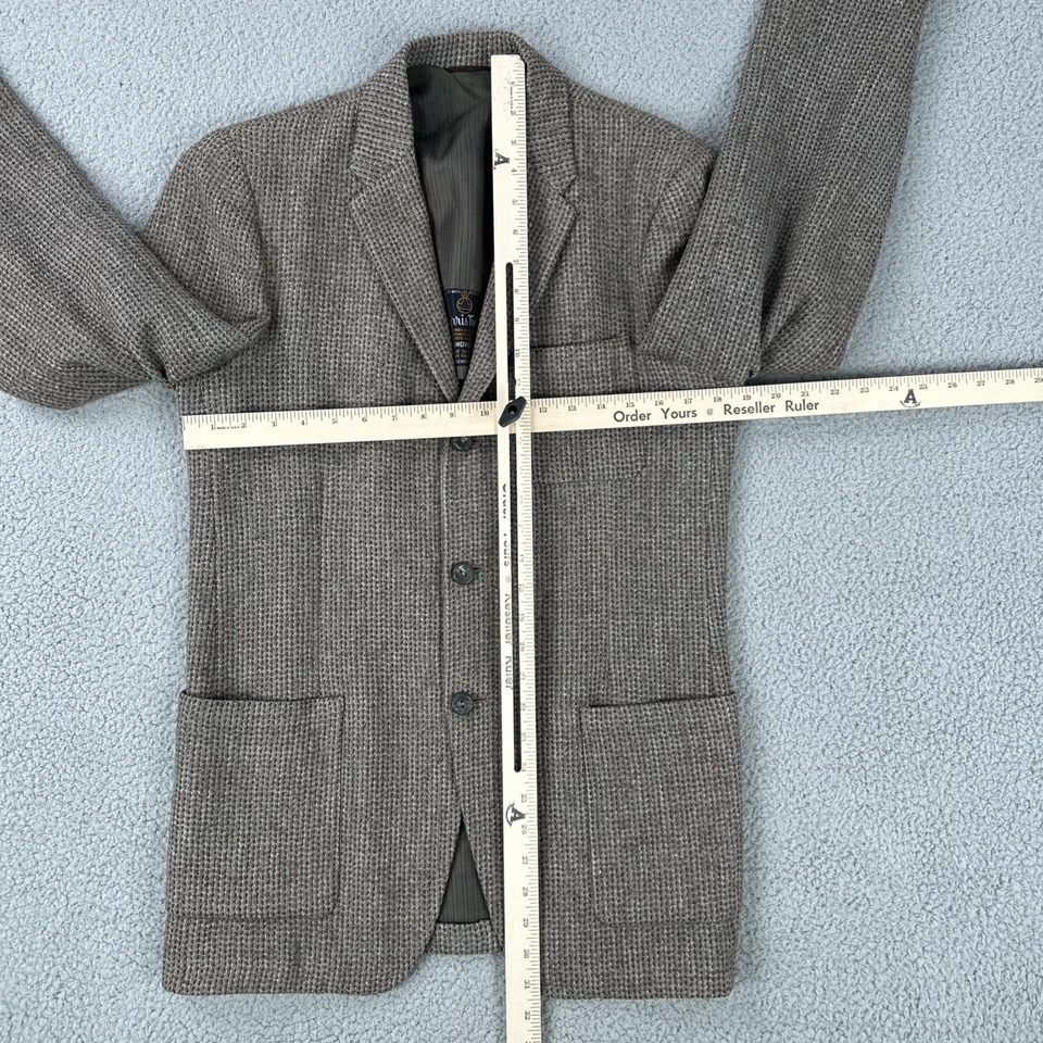 Blazer Harris Tweed masculino vintage 38R 3 botões tecido à mão pura lã escocesa Birkdale - Imagem 4 de 4