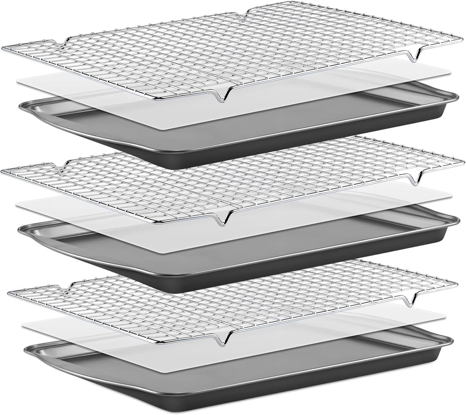 Baking Sheet Pans W/ Racks Set Nonstick Bakeware sets for Baking