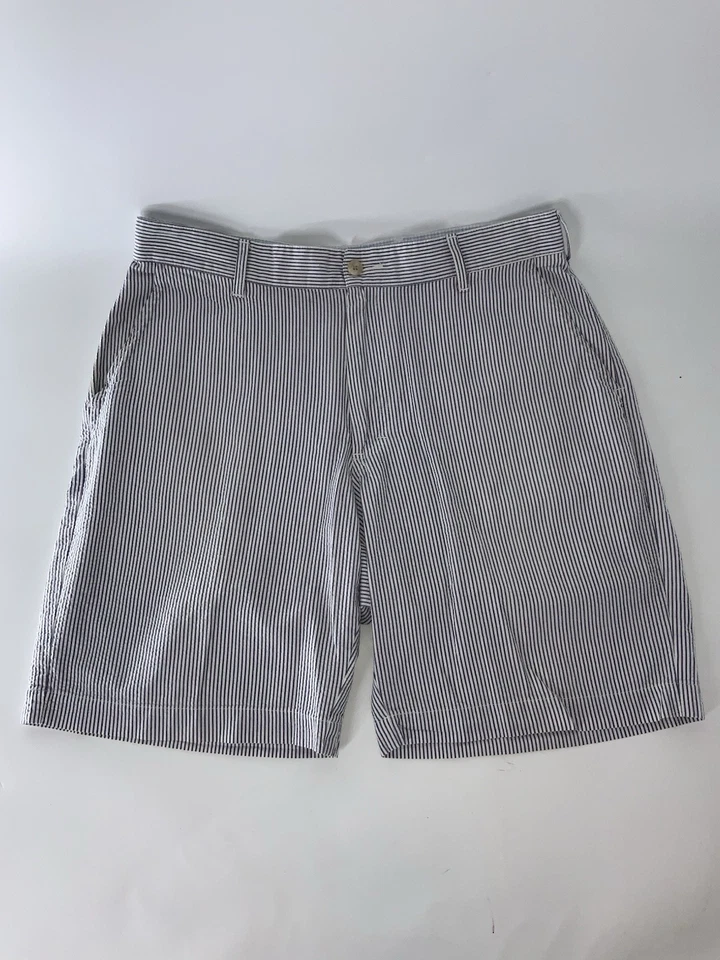 Bills Khakis Seersucker Shorts Men Sz. 34 Blue White Stripe Cotton USA YGI T5-15 - Image 2 of 4