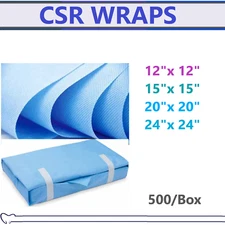 Autoclave CSR Sterilization Wrap 12 x 12, 15 x 15, 20 x20", 24 x 24, 500pcs/Bag