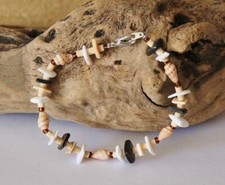 Muschelarmband natur beige ca. 20 cm lang mit Karabinerverschluss