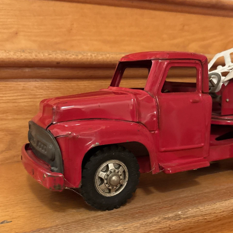 Camión de bomberos Buddy años 50 vintage extensión escalera remolque con escalera años 50 Foto 4 de 4