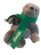 Coca-Cola Plush Seal In Green Logo Scarf Bean Bag 1998 Stuffed Animal VTG