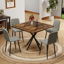 5 Piece Dining Table Set Square Table with 4 Chair Kitchen Breakfast Furniture