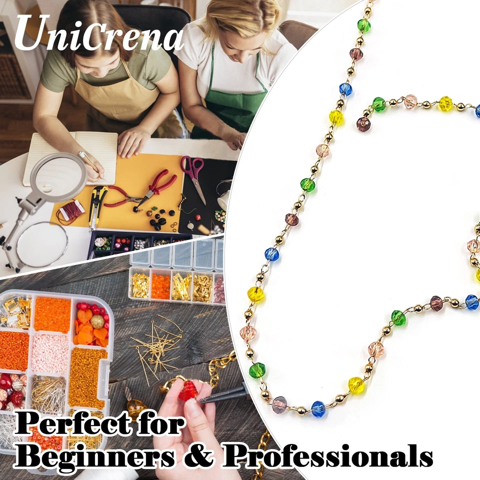 Cadena de cuentas para hacer joyas cuentas de cristal dorado suministros hágalo usted mismo collar pulsera Foto 4 de 4