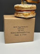 2012 McDonald's Egg McMuffin Breakfast Sandwich Glass Ornament w Box NOS
