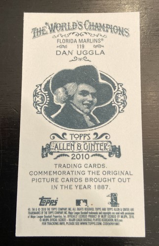 2010 Topps Allen & Ginter Baseball Mini A&G Back #119 Dan Uggla - Picture 2 of 2