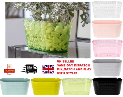 POTHAUS Flower pot Oval Plastic plant pot Herb Box Windowsill Orchid planter Diamond