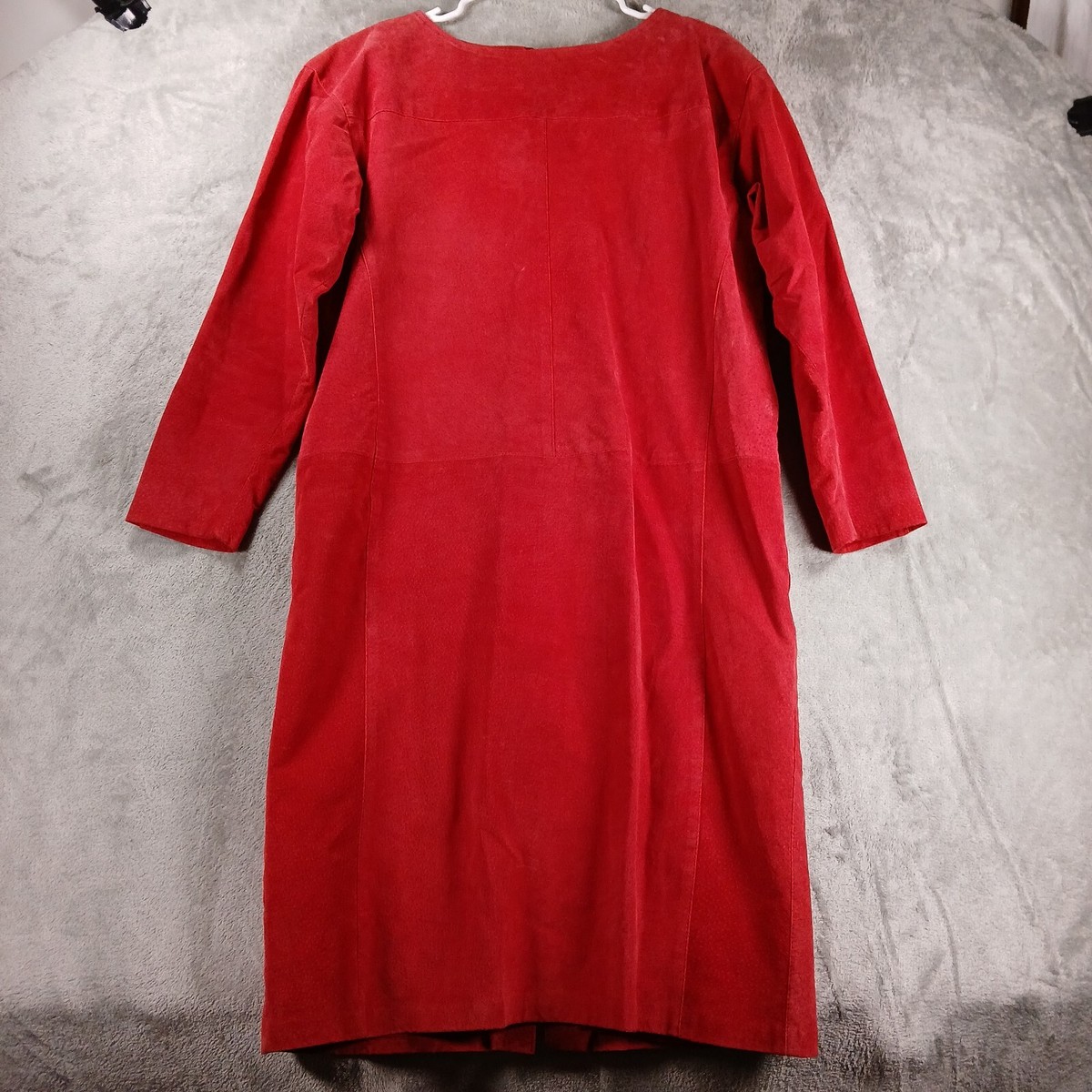 Vintage 70s Margaret Godfrey Dress Women's 12 Red Suede Leather Sheath Fitted Vintage 70s Margaret Godfrey Dress Women's 12 Red Suede Leather Sheath Fitted
