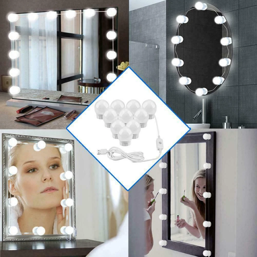 Lampe LED pour miroir de maquillage, ampoules de beauté, USB