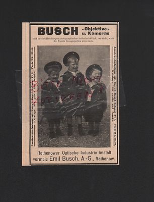 RATHENOW, Werbung 1908, Emil Busch AG Optische Werke Prismabinocles Feldstecher