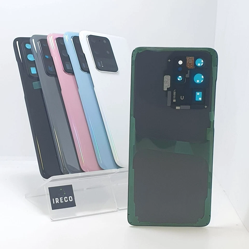 Ricambio Samsung Galaxy S20 Ultra 5G vetro posteriore copri batteria obiettivo flash logo