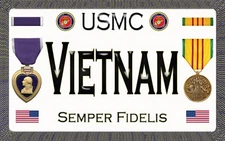 Purple Heart - Marine - Vietnam - Magnetic Sign - 6" L X 3.75" H - Outdoor