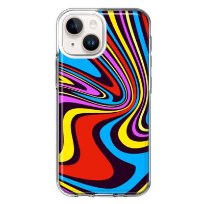 MUNDAZE Case for Apple iPhone 13/14 Psychedelic Colorful Liquid Waves