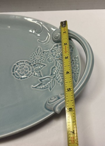 Unbranded Rare Teal Serving Tray W Handles Jewelry Or Perfume Tray Home Decor - Picture 10 of 17
