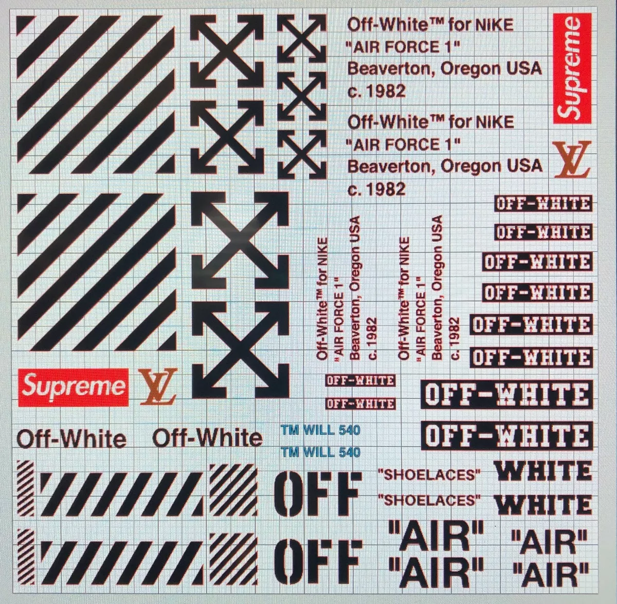 OFF WHITE FOR AIR FORCE ONE AF1 VINYL STENCIL FOR SHOES AND SMALL PROJECTS