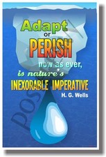 Adapt or Perish - Water - New Classroom Motivational Quote Poster cm981