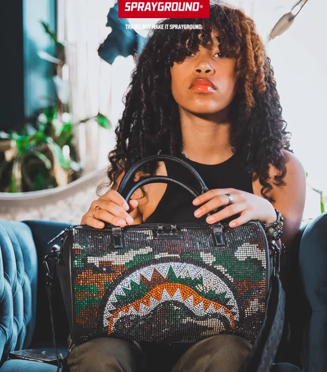 Sprayground camo shark clearance tote