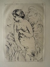 Renoir: acquaforte originale di Pierre Auguste Renoir (Woman Bathing) 1910