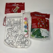 Kids Craft Paint Your Own Stocking and 120 Christmas Evergreen Trees Foam Shapes
