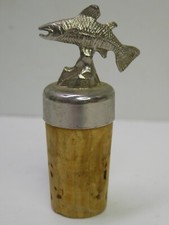 SILVER WHITE METAL FISH FIGURINE METAL BOTTLE TOP CORK STOPPER