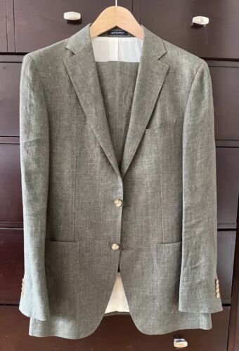 Olive Green Linen Suit Men’s Lightweight Tailored SEE DESCRIPTION MEASUREMENTS