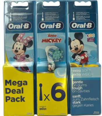 Oral B kids Mickey Aufsteckbürsten 6 Bürsten, extra Weich sanft zum Zahnfleisch